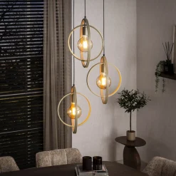 LifestyleFurn Hanglampen|Hanglamp Tricia 3-lamps getrapt, kleur Beige