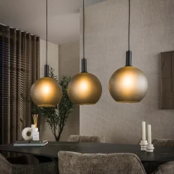 LifestyleFurn Hanglampen|Hanglamp Vashon Gezandstraald glas, 3-lamps