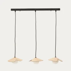 Kave Home Hanglampen|Hanglamp Wilara Eiken en glas, 3-lamps