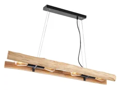 LABEL51 Hanglampen|Hanglamp Woody Hout, 4-lamps Rough