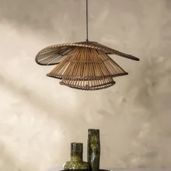 By-Boo Hanglampen|Hanglamp Yarin Rattan en bamboe, 65cm Bruin
