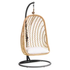 Kave Home Hangstoelen & Hangmatten|Hangstoel Ekaterina Met standaard, Rotan, kleur /Donkergrijs Naturel
