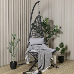 Nohr Hangstoelen & Hangmatten|Hangstoel Natausha Wicker Zwart