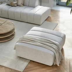 Rivièra Maison Poefs & Hockers|Hocker Dazzle Rich Tweed, kleur Antiek wit