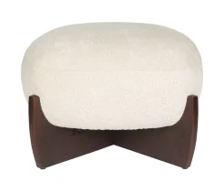 Dutchbone Poefs & Hockers|Hocker Emilius Bouclé en rubberhout