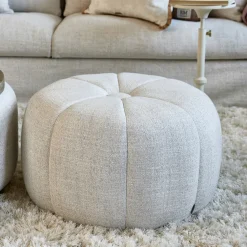 Rivièra Maison Poefs & Hockers|Hocker Falcone Rich Tweed, kleur Antique White