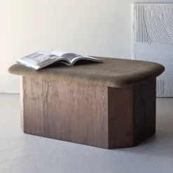 Nohr Poefs & Hockers|Hocker Laquette Linnenlook en mokka Bruin