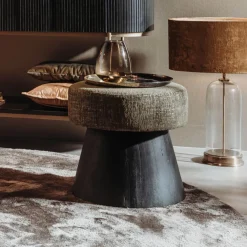 Tower Living Poefs & Hockers|Hocker Ossana Mangohout en stof, 50cm