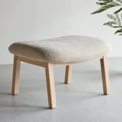 Nohr Poefs & Hockers|Hocker Shanthi Rubberhout en stof, kleur Beige