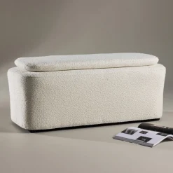 Nohr Poefs & Hockers|Hocker Soledad Bouclé, 110cm Off White