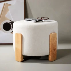 Nohr Poefs & Hockers|Hocker Zully Linnen, kleur Wit