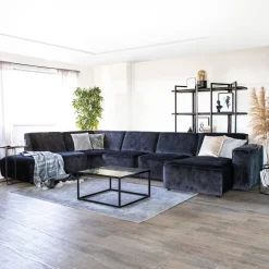 SEVN Hoekbank|Loungebank|Hoekbank Amarillo Velvet, kleur Adore Antraciet