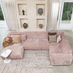 WOOOD Hoekbank|Hoekbank Cloud Chenille, kleur Roze