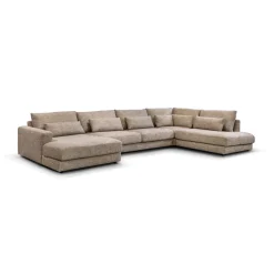 PEPP Interiors Hoekbank|Loungebank|Hoekbank Como 421cm, Chenille, kleur Bruin