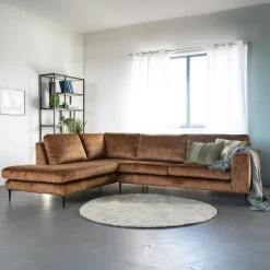 SEVN Hoekbank|Hoekbank Kirsten Velvet, kleur camel