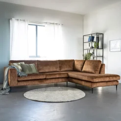 SEVN Hoekbank|Hoekbank Kirsten Velvet, kleur camel