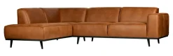 WOOOD Hoekbank|Hoekbank Statement Suedine 274cm Cognac