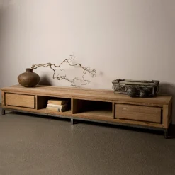 Tower Living Tv-Meubel Hout|Industrieel TV-meubel Venetië met 2 laden