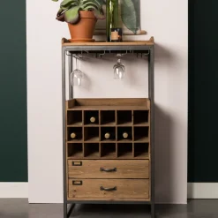 ZILT Wijnkasten & Wijnrekken|Industrieel Wijnkastje Joba Dennenhout, 112 x 56cm
