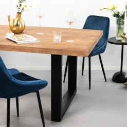 Sohome Rechte Eettafel|Industriële Eettafel Yannick U Mangohout met staal