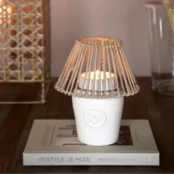 Rivièra Maison Kaarshouders & Windlichten|Kaarshouder Clay Rotan Natural / White