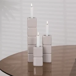 By-Boo Kaarshouders & Windlichten|Kaarshouder Cube Set van 3 stuks Taupe