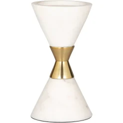 Richmond Interiors Kaarshouders & Windlichten|Kandelaar Jurre Marmer, 18cm Wit