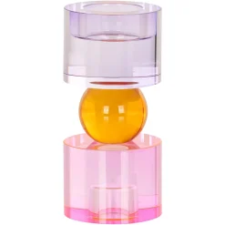 Richmond Interiors Kaarshouders & Windlichten|Kandelaar Zahra Kristal, kleur Roze/Paars