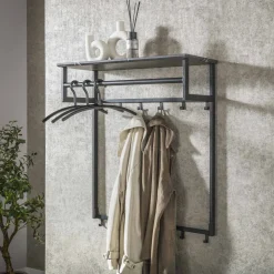 LifestyleFurn Wandkapstokken|Kapstok Craige Keramiek look, Met 12 haken 3D zwart bruin