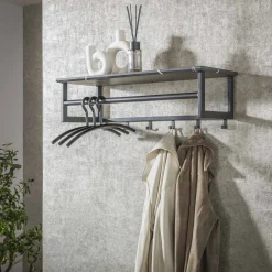 LifestyleFurn Wandkapstokken|Kapstok Craige Keramiek look, Met 6 haken 3D zwart bruin