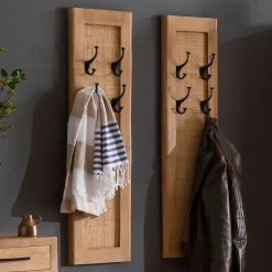 Artistiq Living Wandkapstokken|Kapstok Denice Mangohout en rotan, Met 8 haakjes