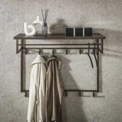 LifestyleFurn Wandkapstokken|Kapstok Dishon Antiek Brass, Met 12 haken Brons antiek