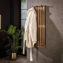 LifestyleFurn Wandkapstokken|Kapstok Emilee Mangohout, Met 6 haken Massief mango zandkleur