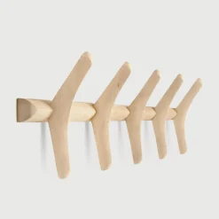 Ethnicraft Wandkapstokken|Kapstok PI Hout, Met 5 haken