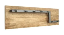 LABEL51 Wandkapstokken|Kapstok Road, Mangohout, 90 x 25 x 13cm Burned Steel