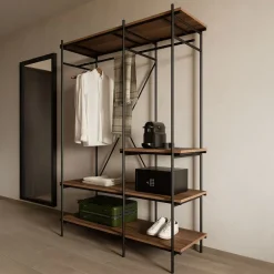 Ethnicraft Kledingrekken|Wandrekken & Wandkasten|Kledingrek Oscar Gevernist Teakhout, 197 x 140cm Bruin