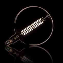 LifestyleFurn Lichtbronnen|Kooldraadlamp Bol XXL Ø20cm, LED E27 / 8W, Smoke grey, dimbaar Smoke grey glas