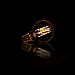 LifestyleFurn Lichtbronnen|Kooldraadlamp LED Bol Ø7cm, Amberkleurig, Dimbaar Amberkleurig glas