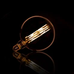 LifestyleFurn Lichtbronnen|Kooldraadlamp LED Bol Ø15cm, Amberkleurig, Dimbaar Amberkleurig glas