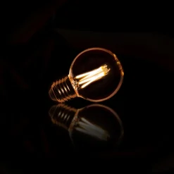 LifestyleFurn Lichtbronnen|Kooldraadlamp LED Bol Ø6cm, Amberkleurig, Dimbaar Amberkleurig glas