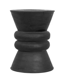 MUST Living Zwarte Bijzettafel|Ronde Bijzettafel|Krukje/Bijzettafel Ring Ring Suarhout, kleur Zwart