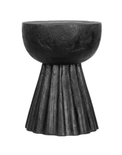 MUST Living Zwarte Bijzettafel|Ronde Bijzettafel|Krukje/Bijzettafel Trophy Suarhout, kleur Zwart