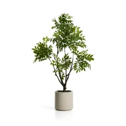Kave Home Kunstplanten|Kunstplant Rhus Incl. witte pot, 185cm Groen