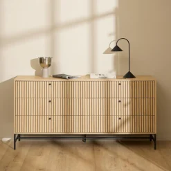 Bendt Ladekasten|Ladekast Davon Eikenlook 158cm, Met 6 laden Naturel