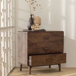 WOOOD Ladekasten|Ladekast Liya Mangohout, Met 3 lades Donkerbruin