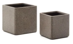 Kave Home Potten Voor Buiten|Potten & Manden|Lage Plantenpot Minoa Polystone, Set van 2 stuks