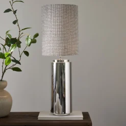 Rivièra Maison Lampenkappen|Lampenkap Baker Linnen, 40cm hoog Zwart / wit