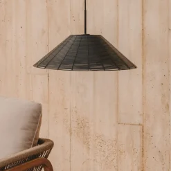 Kave Home Hanglampen Voor Buiten|Lampenkappen|Lampenkap Saranella Rotan Zwart