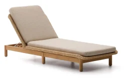 Kave Home Ligbedden|Ligbed Galea Teakhout en rattan