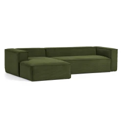 Kave Home Loungebank|Loungebank Blok Rib, 300cm Donkergroen
